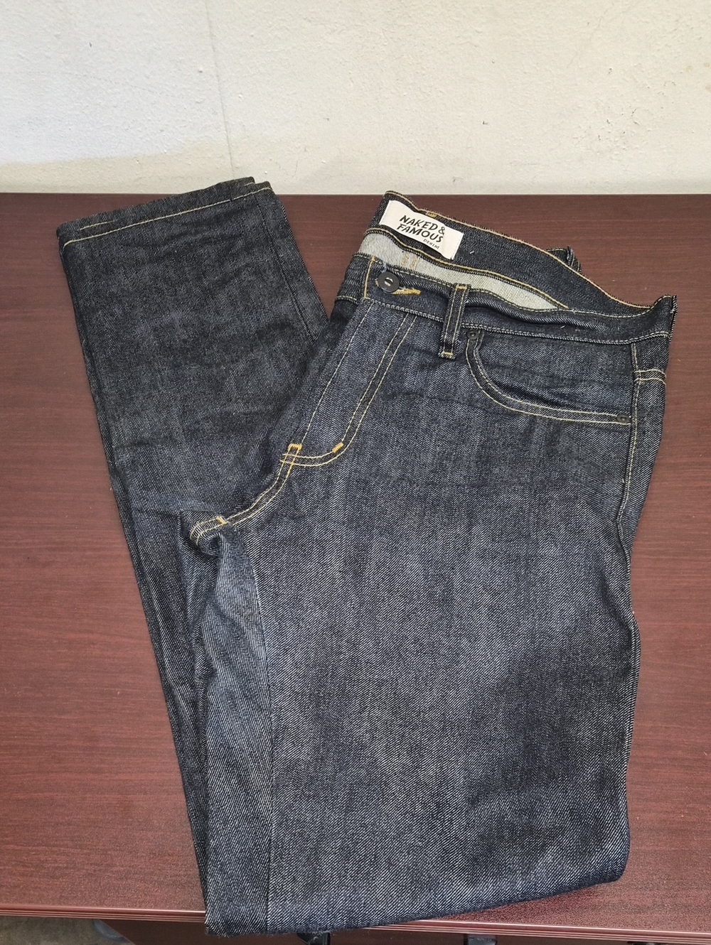 Naked & Famous Denim Indigo Slim Straight Jeans Size 33